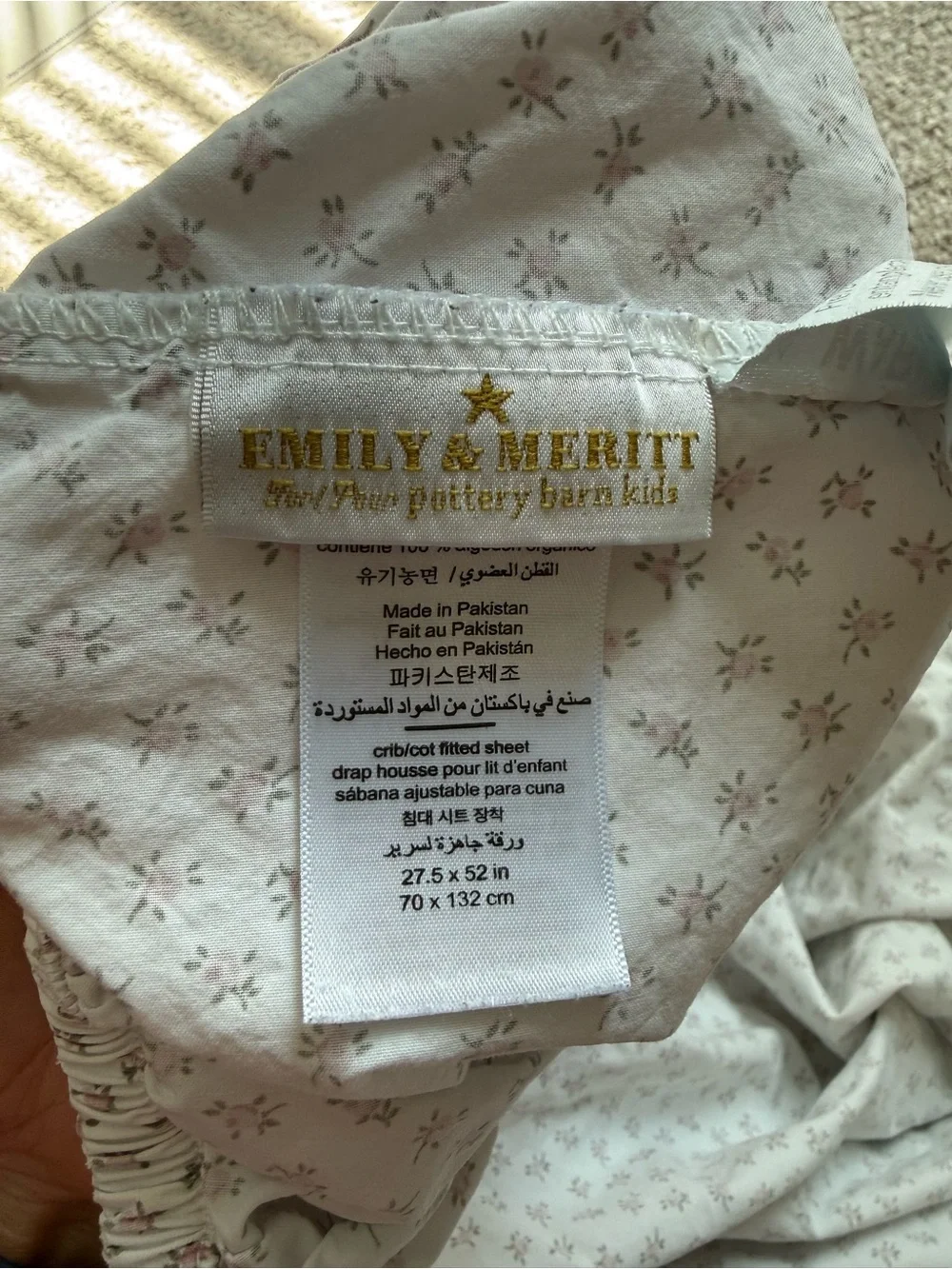 🌹Pottery Barn Kids Emily & Meritt Cabbage Rose Blush Crib Sheet Nursery